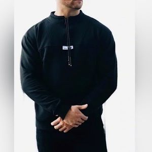 NWT RAW GEAR Black Sweatshirt Crewneck Half Zip Size Small